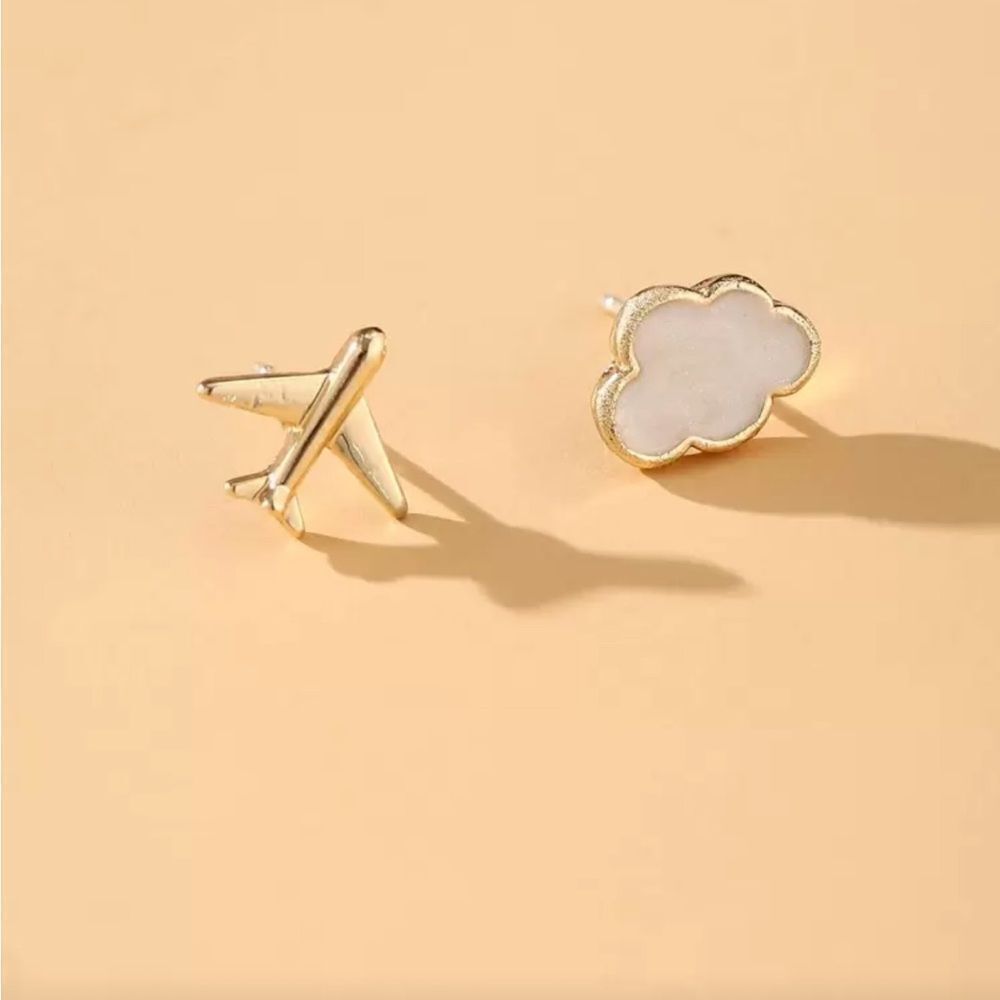 Cloud and Airplane Earrings M652